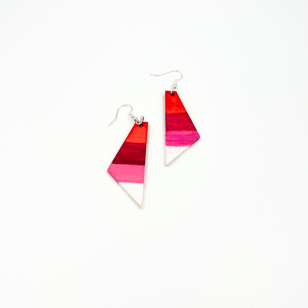 Wood Earring Scale Redpink