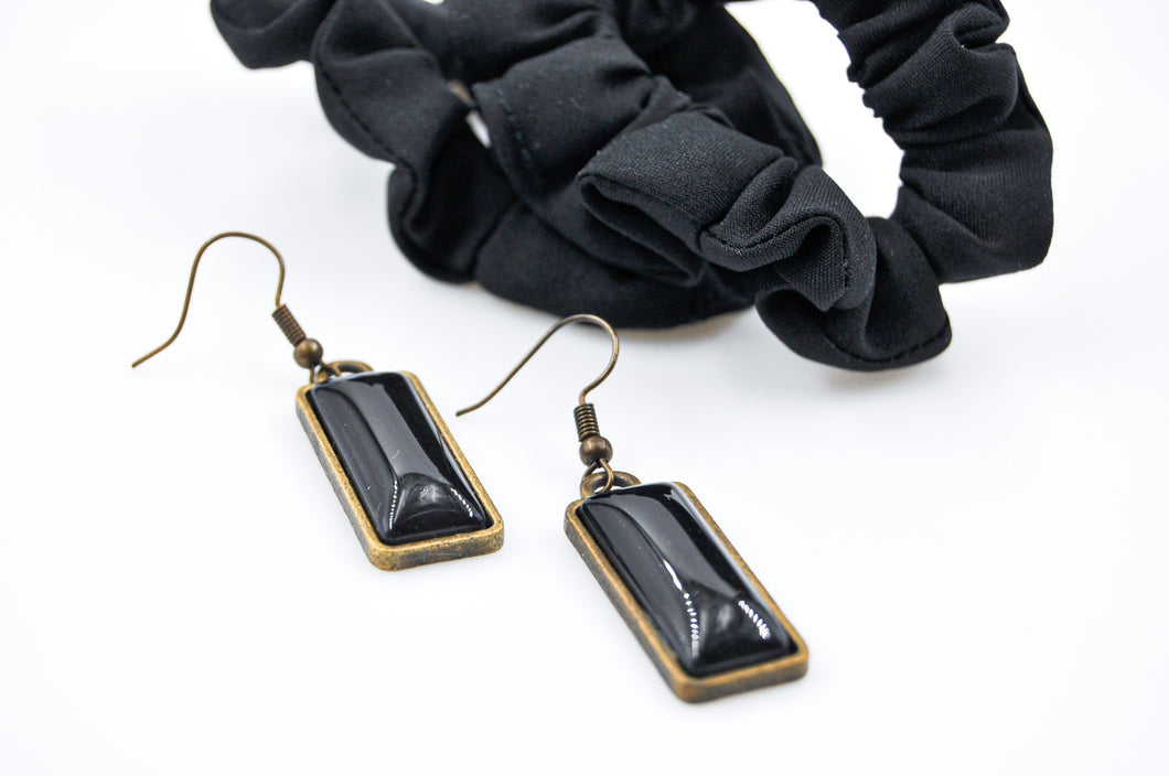 Earring Rectangle Coalblack