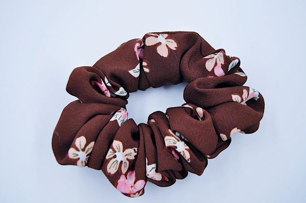 Brown flower scrunchie