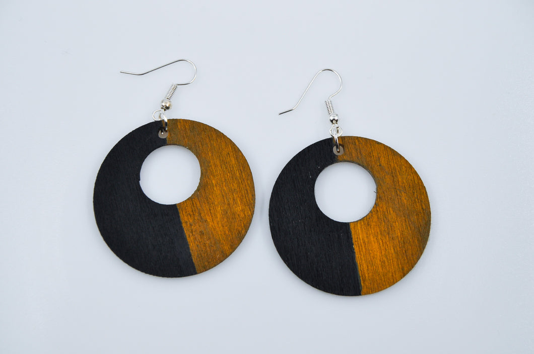 Wood Earring Loop Black/Brown